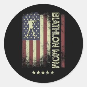 Usa American Flag - Biathlon Mum 1 Classic Round Sticker