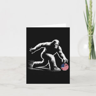 Usa American Flag Bigfoot Bowling Bowler  Card