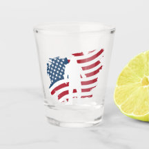 USA American Flag Bigfoot Whiskey Shot Glass