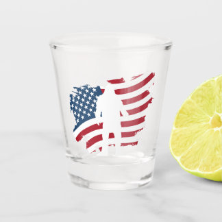USA American Flag Bigfoot Whiskey Shot Glass