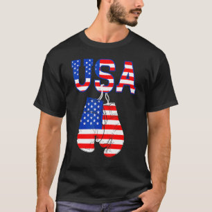 Usa American Flag Boxing Gloves Fourth Of July Pat T-Shirt