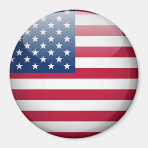 USA American Flag Button Round Magnet