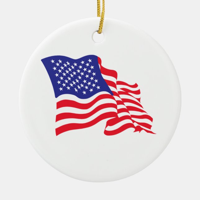 USA/American Flag Ceramic Ornament (Front)