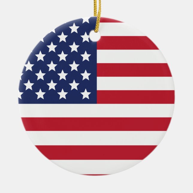 USA American Flag Ceramic Ornament (Front)