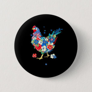 Usa American Flag Chicken Lover 4th Of July Patrio 6 Cm Round Badge