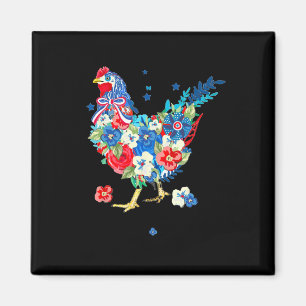 Usa American Flag Chicken Lover 4th Of July Patrio Magnet