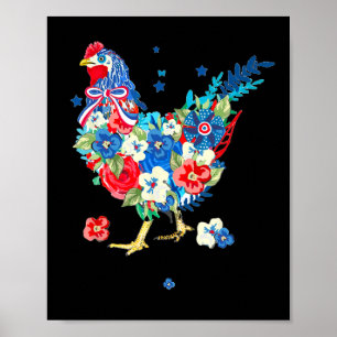 Usa American Flag Chicken Lover 4th Of July Patrio Poster