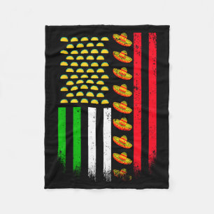Usa american flag cinco de mayo flag with sombrero fleece blanket