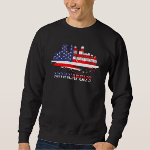 Usa American Flag Cityscape Minneapolis Minnesota  Sweatshirt