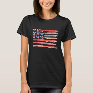 USA American Flag Coquette Bow 4th of July T-Shirt