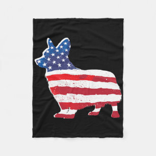 Usa American Flag Corgi Pet Dog Lovers 4th Of July Fleece Blanket