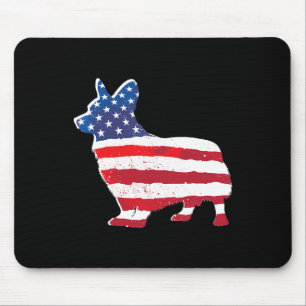 Usa American Flag Corgi Pet Dog Lovers 4th Of July Mouse Pad