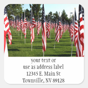 USA American Flag Corner Flag Memorial Square Sticker