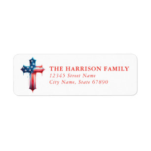 USA American Flag Cross Return Address Labels