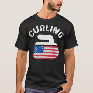 USA American Flag Curling Stone T-Shirt