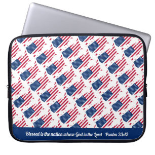 USA AMERICAN FLAG Customisable Scripture Laptop Sleeve