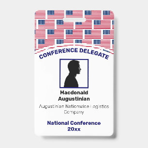 USA AMERICAN FLAG Customised Logo Photo ID Name Badge