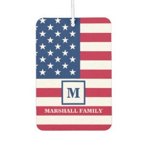 USA American Flag Customised Monogram 4th Of July Car Air Freshener