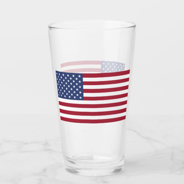 USA American Flag Design Drinking Glass (Front)