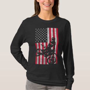 USA American Flag Dirt Bike Red White Blue 4th of T-Shirt