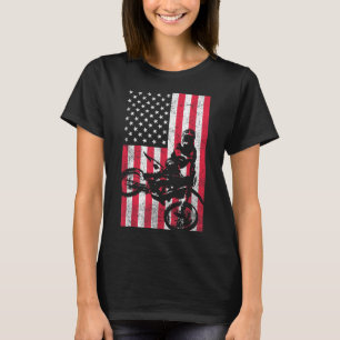 USA American Flag Dirt Bike Red White Blue 4th of T-Shirt