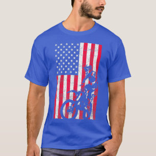 USA American Flag Dirt Bike Red White Blue 4th T-Shirt