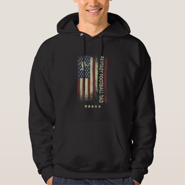 USA American Flag  Fantasy Football Dad 1 Hoodie (Front)