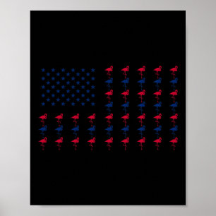 Usa American Flag Flamingo Lover 4th Of July Patri Poster