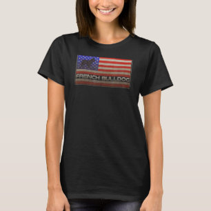 Usa American Flag French Bulldog Frenchie  Silhoue T-Shirt