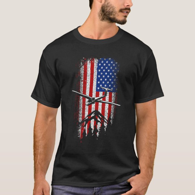 Usa American Flag Glider Pilot 4th Of July T-Shirt (Front)