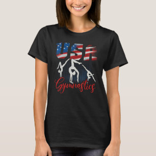 USA American Flag Gymnastics Tee Gymnast 4th of Ju