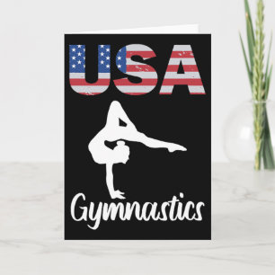Usa American Flag Gymnastics Tee Gymnast 4th Of Ju Card