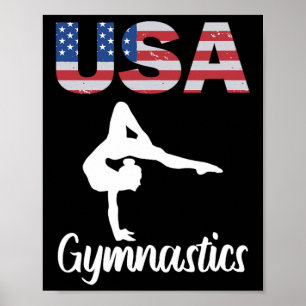 Usa American Flag Gymnastics Tee Gymnast 4th Of Ju Poster