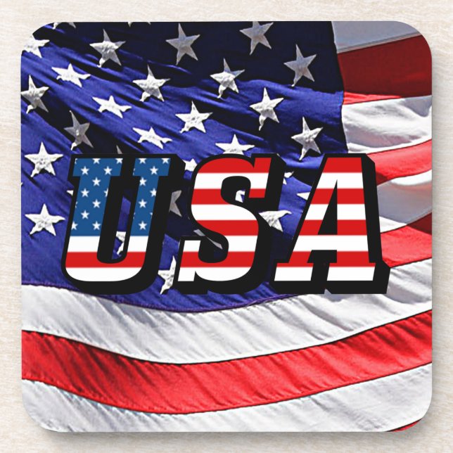 USA - American Flag Hard Plastic Coaster (Front)