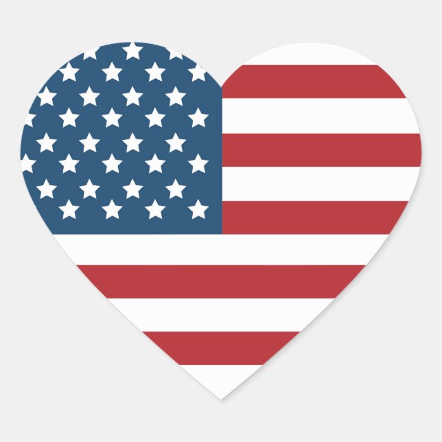 USA American Flag Heart Sticker (Front)