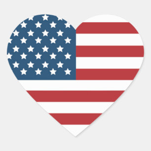 USA American Flag Heart Sticker