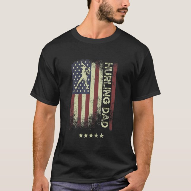 USA American Flag  Hurling Dad 1 T-Shirt (Front)