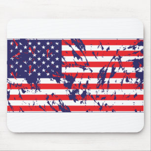 USA - American Flag in a Distressed Pattern Mouse Pad