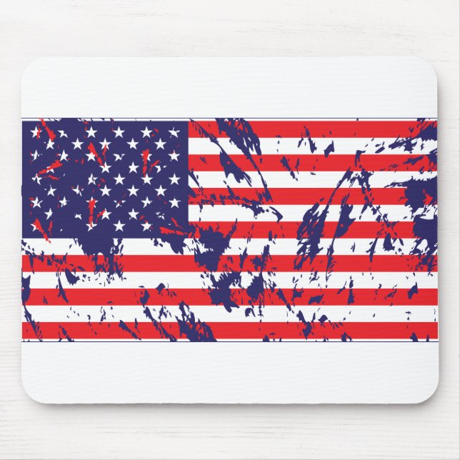 USA - American Flag in a Distressed Pattern Mouse Pad (Front)