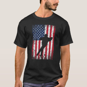 Usa American Flag Inline Speed Skating Ice Skater T-Shirt