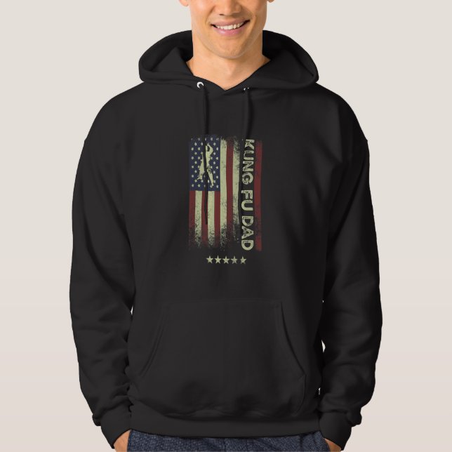 USA American Flag  Kung Fu Dad 1 Hoodie (Front)