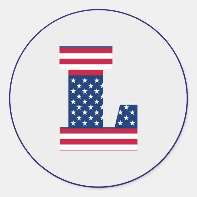 USA American Flag Letter L Classic Round Sticker (Front)
