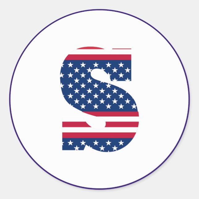 USA American Flag Letter S Classic Round Sticker (Front)