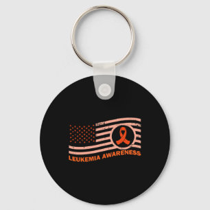 Usa American Flag Leukaemia Awareness Orange Ribbo Key Ring