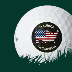 USA American Flag Map Custom Patriotic Golf Balls