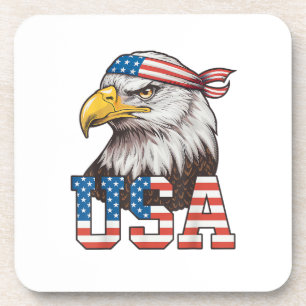 USA American Flag Men Women Kids Bald Eagle Patrio Coaster