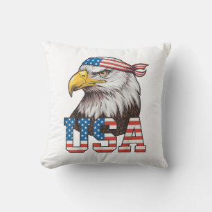 USA American Flag Men Women Kids Bald Eagle Patrio Cushion