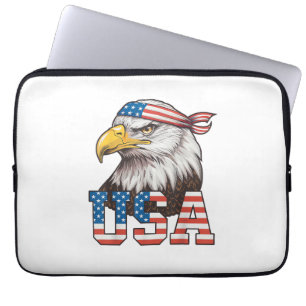 USA American Flag Men Women Kids Bald Eagle Patrio Laptop Sleeve