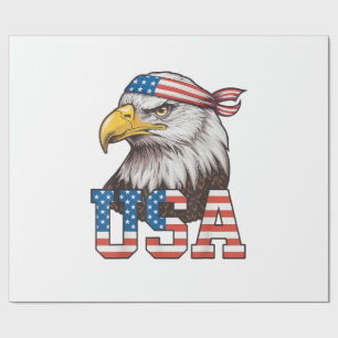 USA American Flag Men Women Kids Bald Eagle Patrio Wrapping Paper