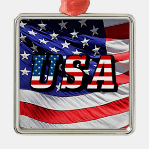 USA - American Flag Metal Tree Decoration